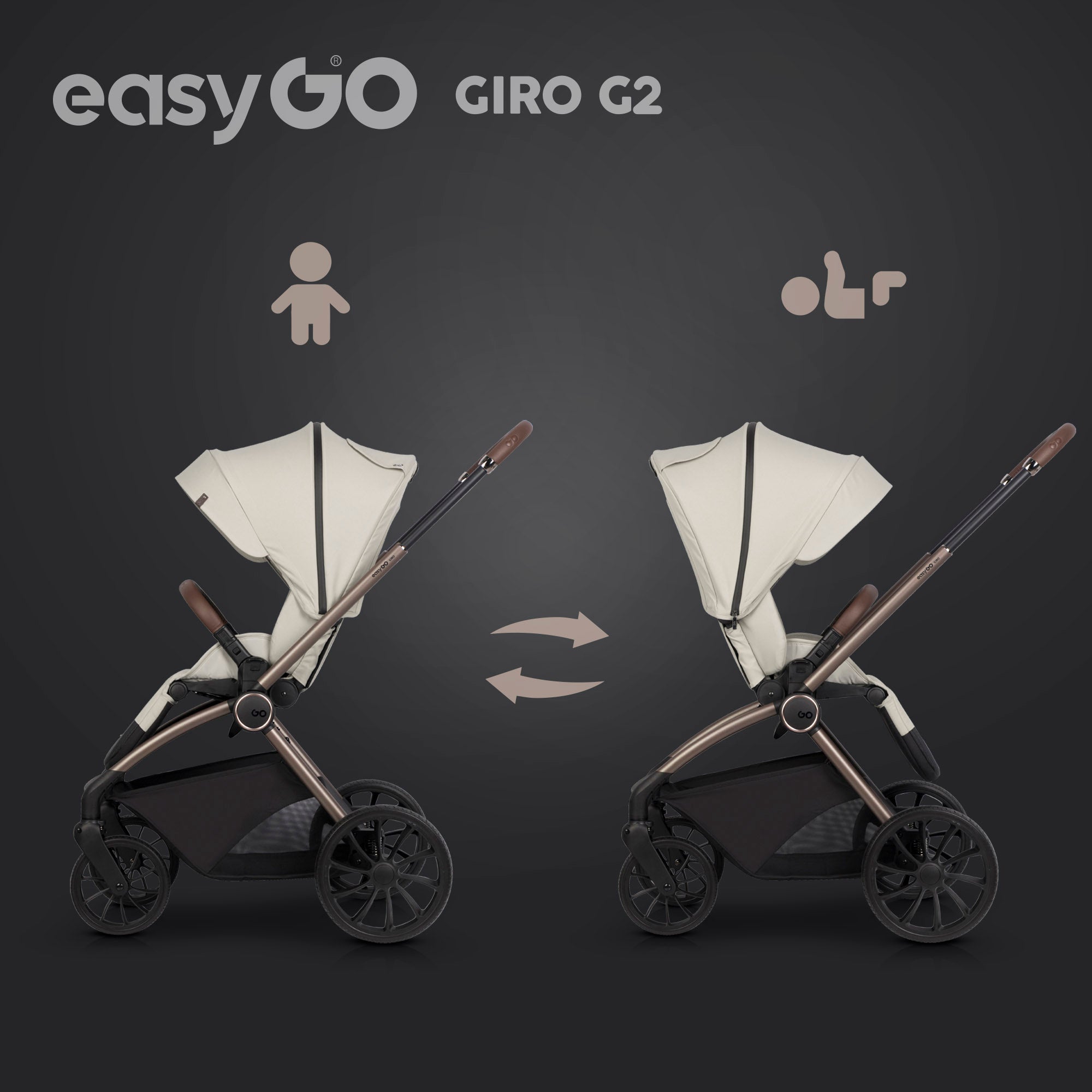 EasyGo Giro G2 2in1 babakocsi - Sand
