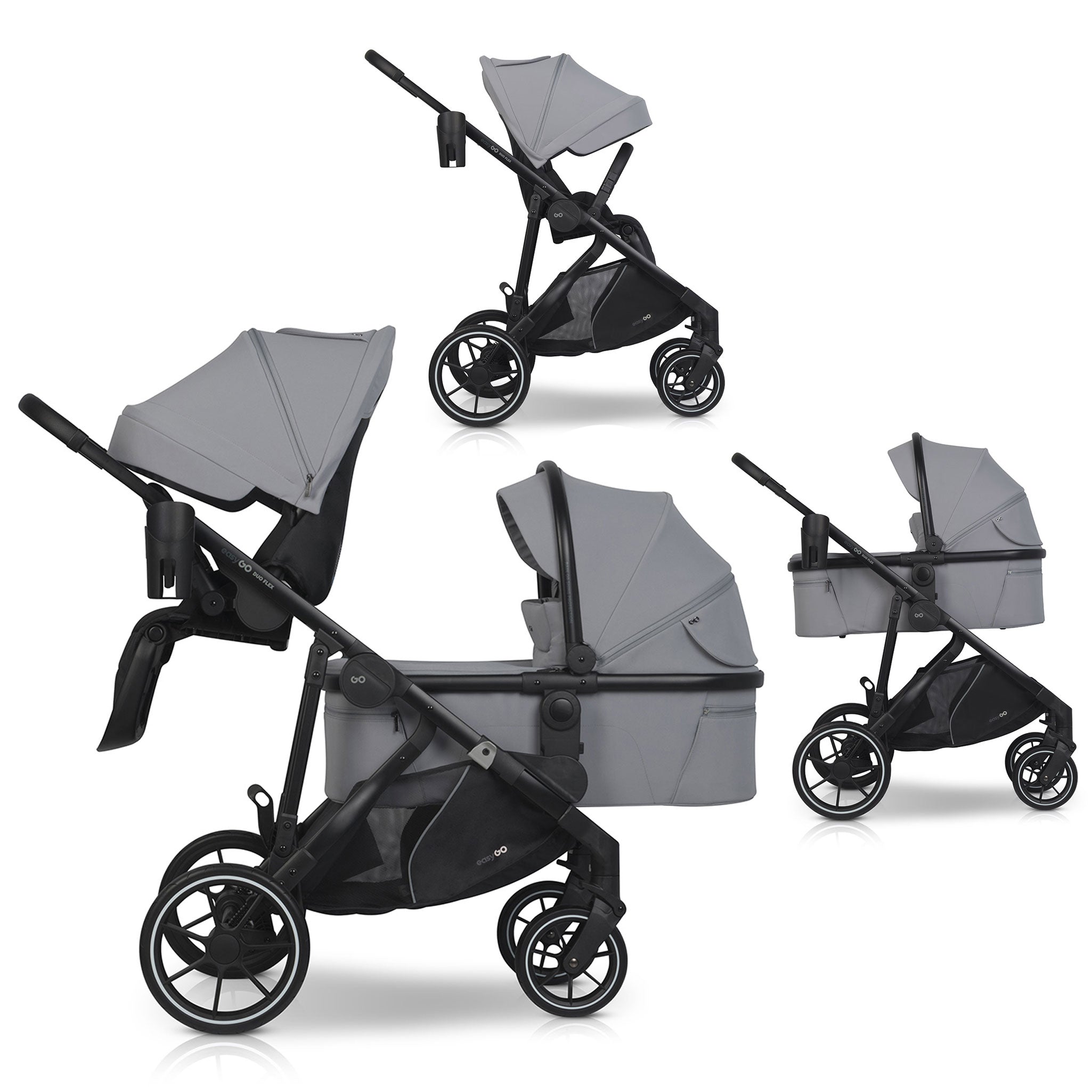 EasyGo Duoflex 2in1 babakocsi 1 üléssel és 1 mózeskosárral – Cloudy Gray