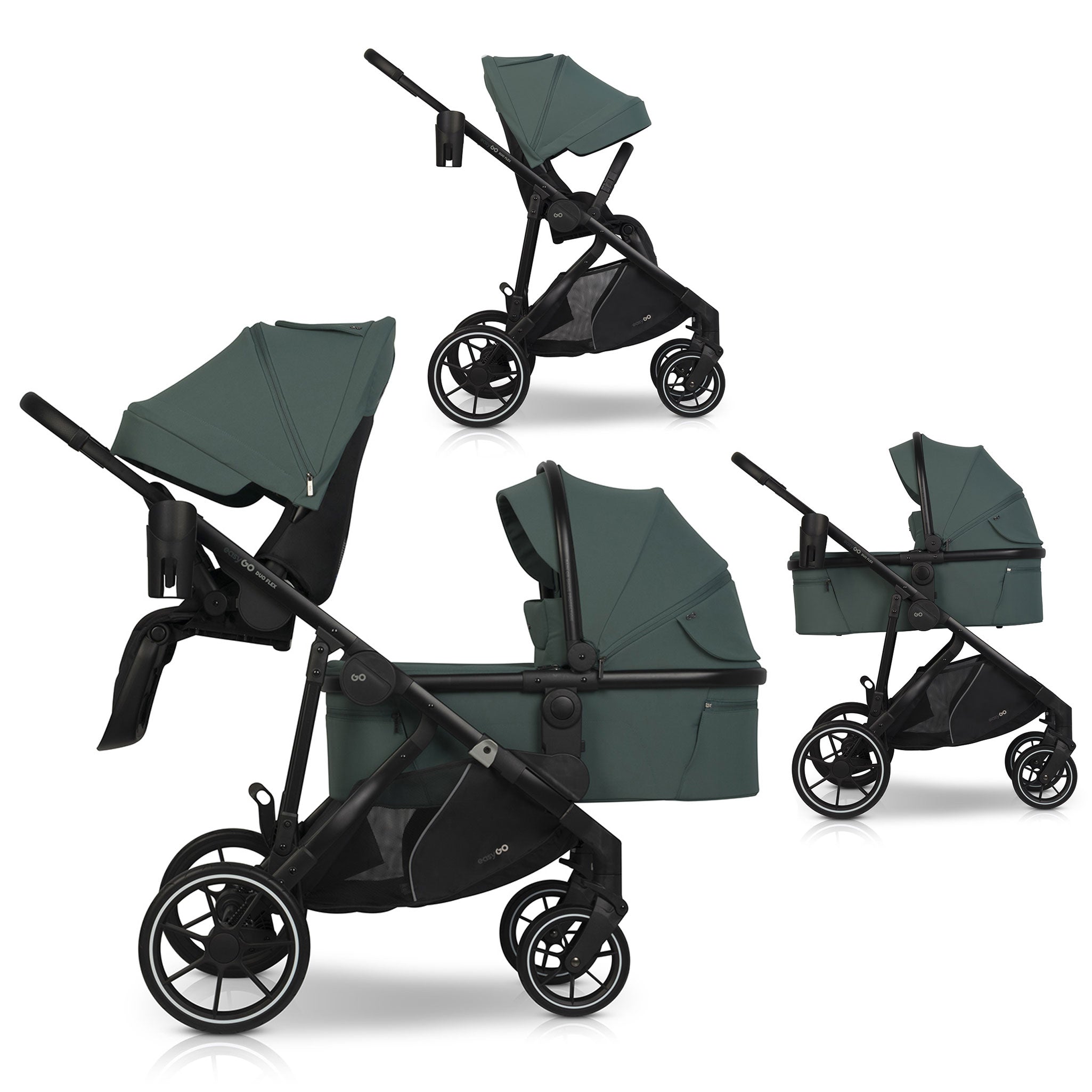 EasyGo Duoflex 2in1 babakocsi 1 üléssel és 1 mózeskosárral – Sage Green
