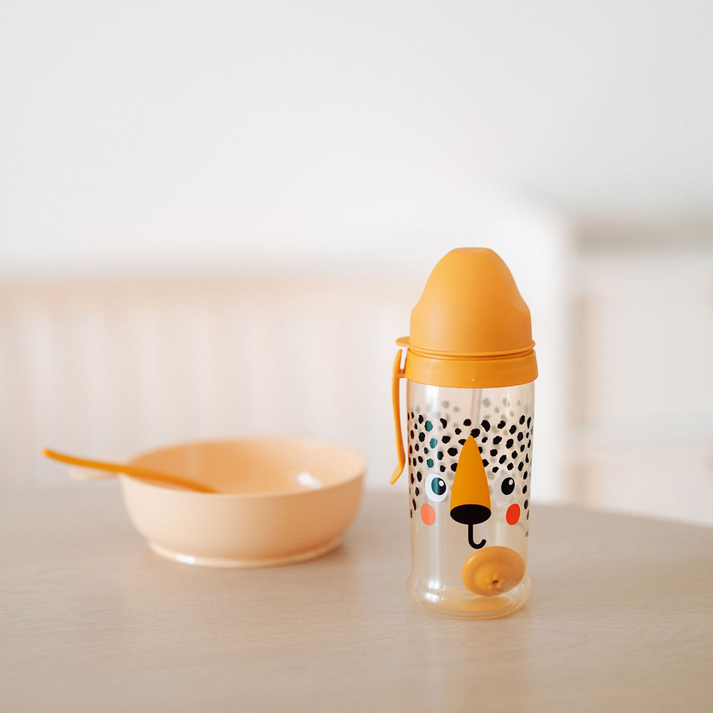 Canpol babies Cseppmentes sport itatópohár súlyozott szívószállal BabiesBoo 350ml gepard