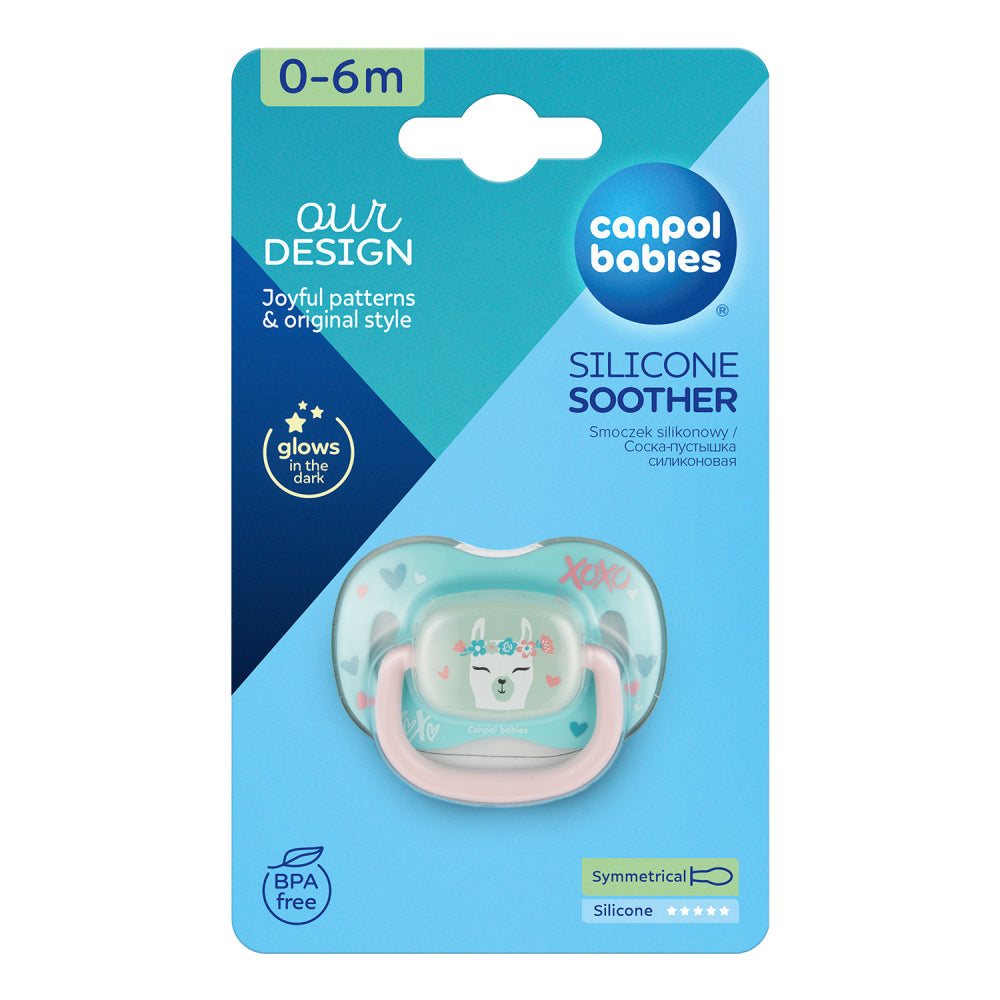 Canpol babies Világító szilikon szimmetrikus cumi EXOTIC ANIMALS 0-6hó 1db láma