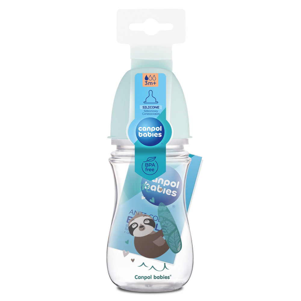 Canpol babies EasyStart anti-kólikás cumisüveg EXOTIC ANIMALS 240ml kék