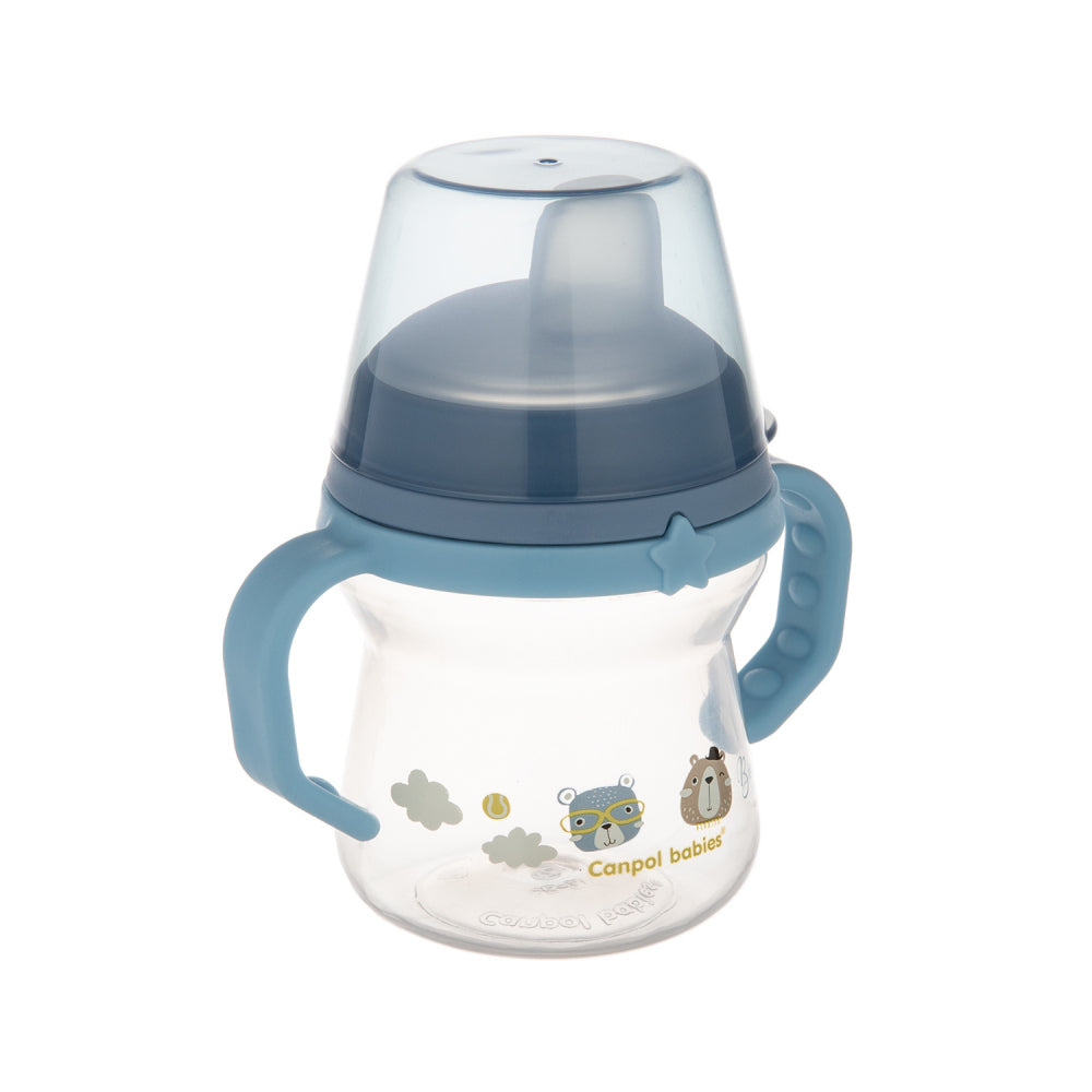 Canpol babies Itatópohár szilikon ivócsőrrel FirstCup Bonjour Paris 150ml kék