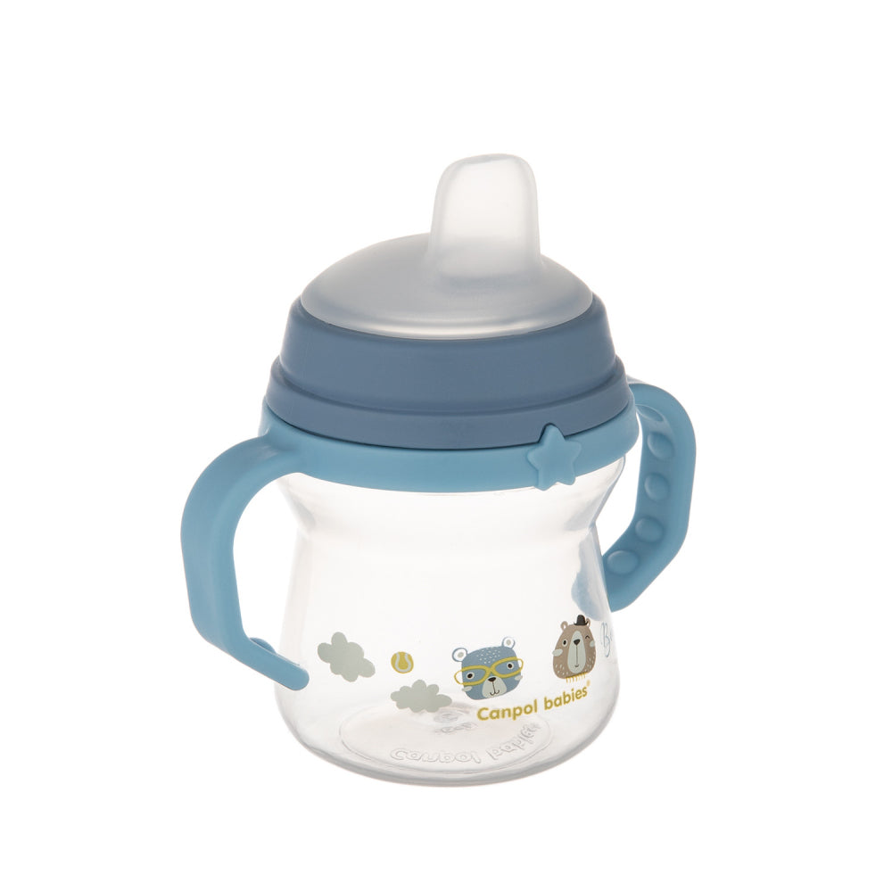 Canpol babies Itatópohár szilikon ivócsőrrel FirstCup Bonjour Paris 150ml kék