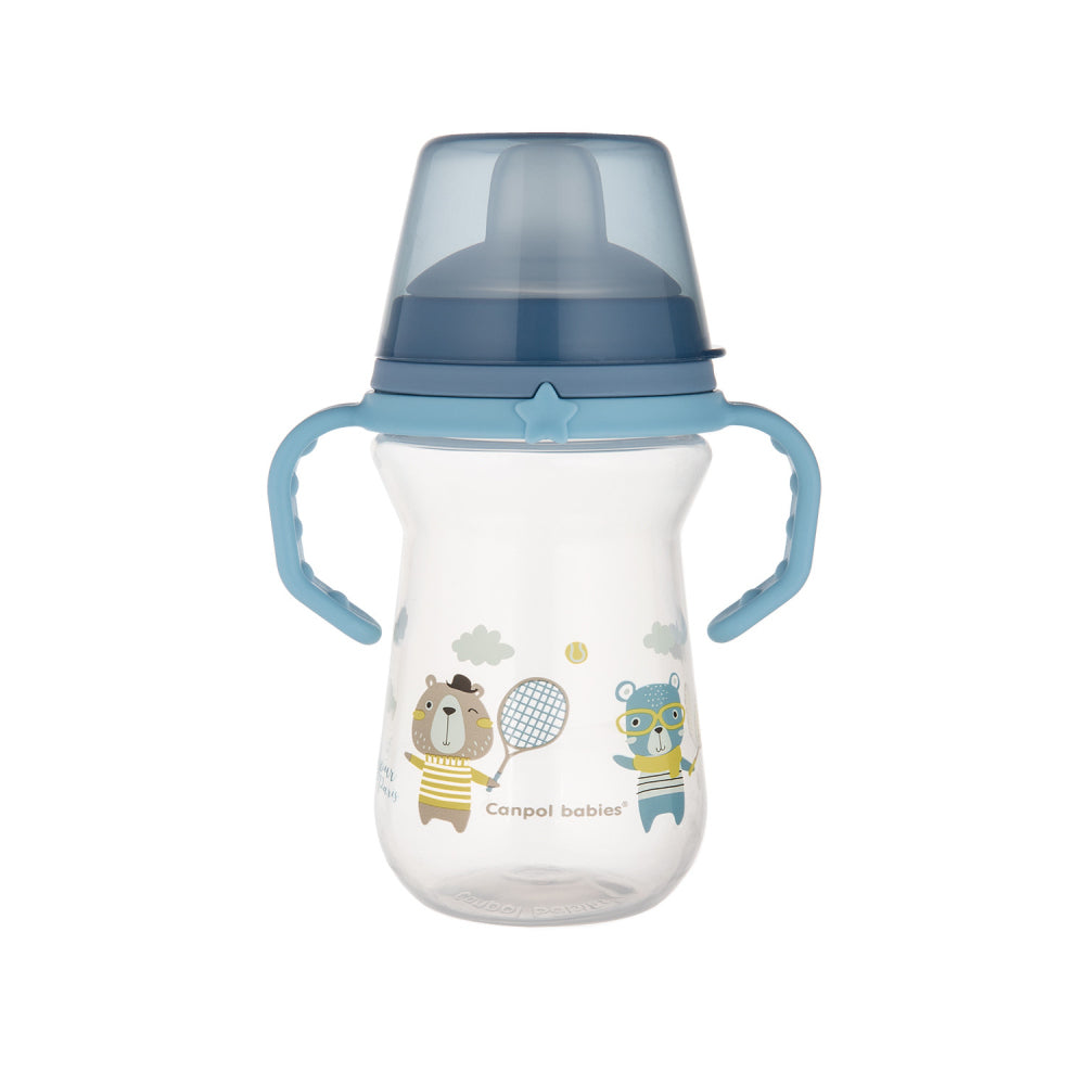Canpol babies Itatópohár szilikon ivócsőrrel FirstCup Bonjour Paris 250ml kék