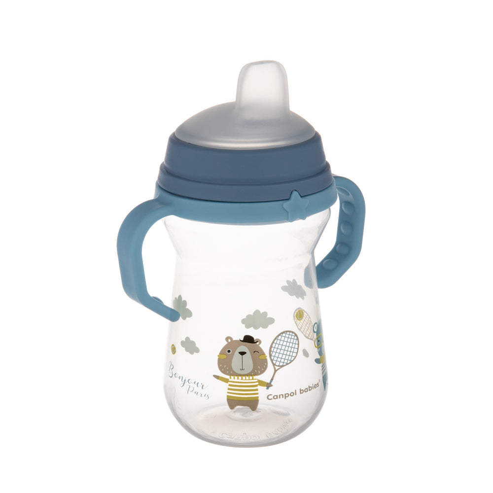 Canpol babies Itatópohár szilikon ivócsőrrel FirstCup Bonjour Paris 250ml kék