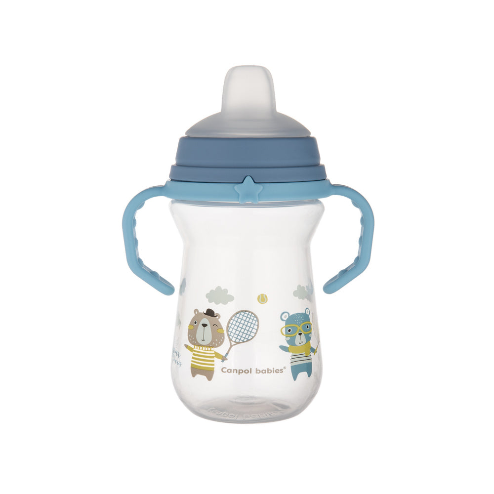 Canpol babies Itatópohár szilikon ivócsőrrel FirstCup Bonjour Paris 250ml kék