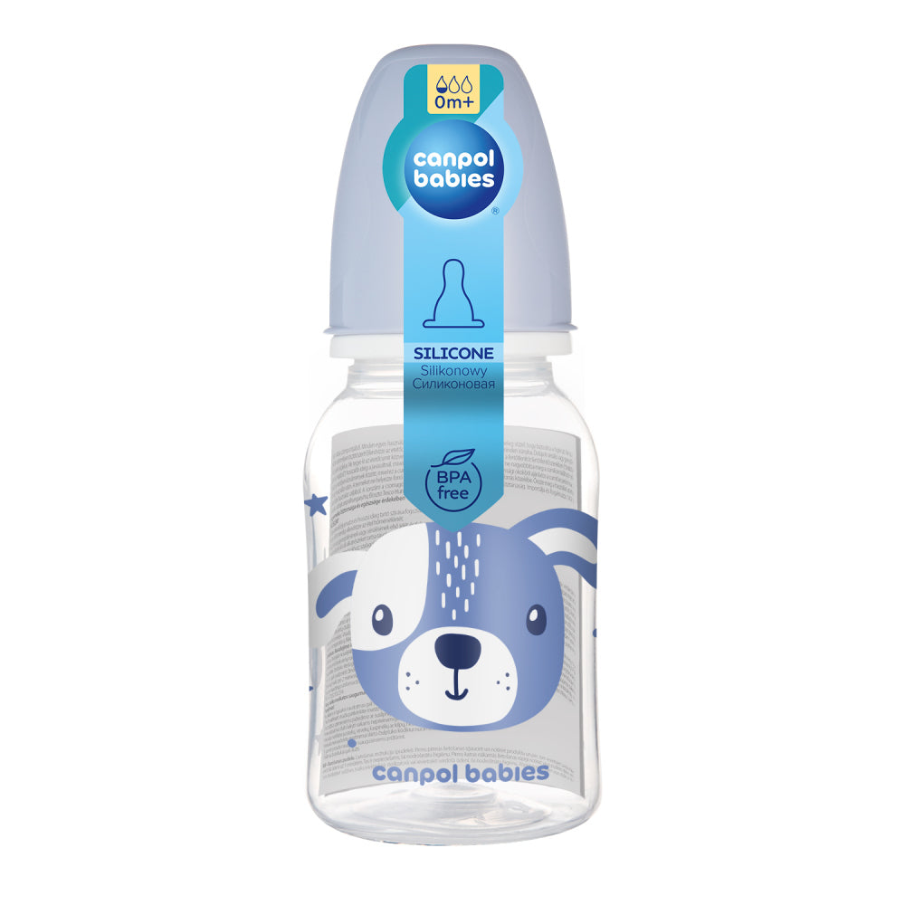 Canpol babies Keskeny nyakú cumisüveg CUTE ANIMALS 120ml kutya