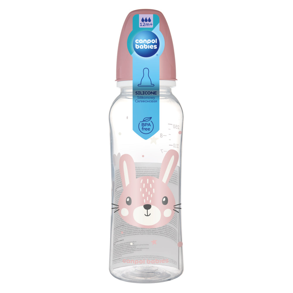 Canpol babies keskeny nyakú cumisüveg CUTE ANIMALS 250ml nyuszi