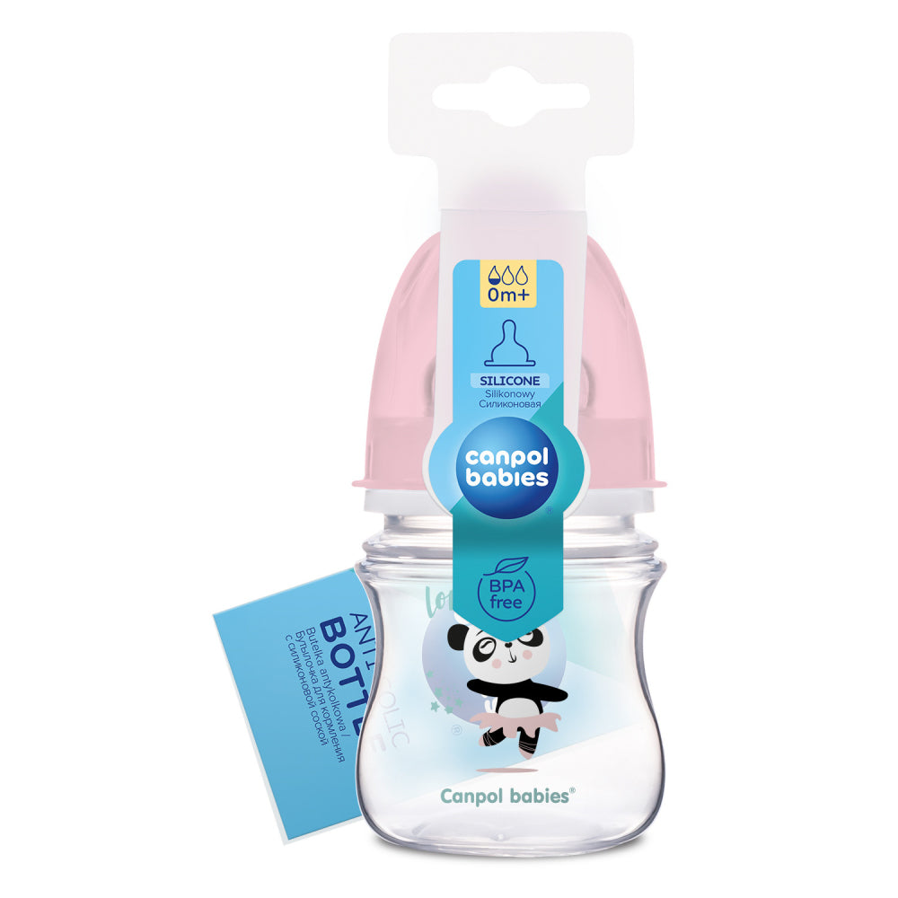 Canpol babies EasyStart anti-kólikás cumisüveg EXOTIC ANIMALS 120ml rózsaszín