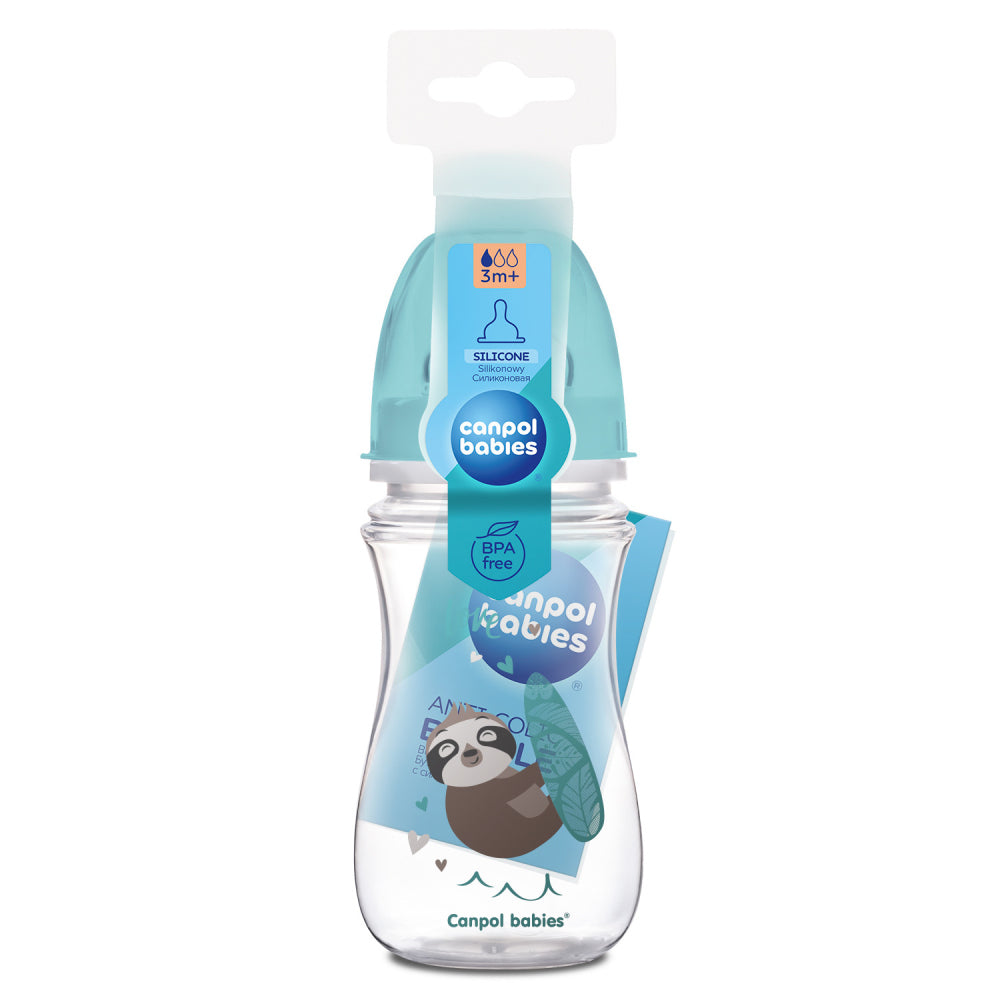Canpol babies EasyStart anti-kólikás cumisüveg EXOTIC ANIMALS 240ml kék