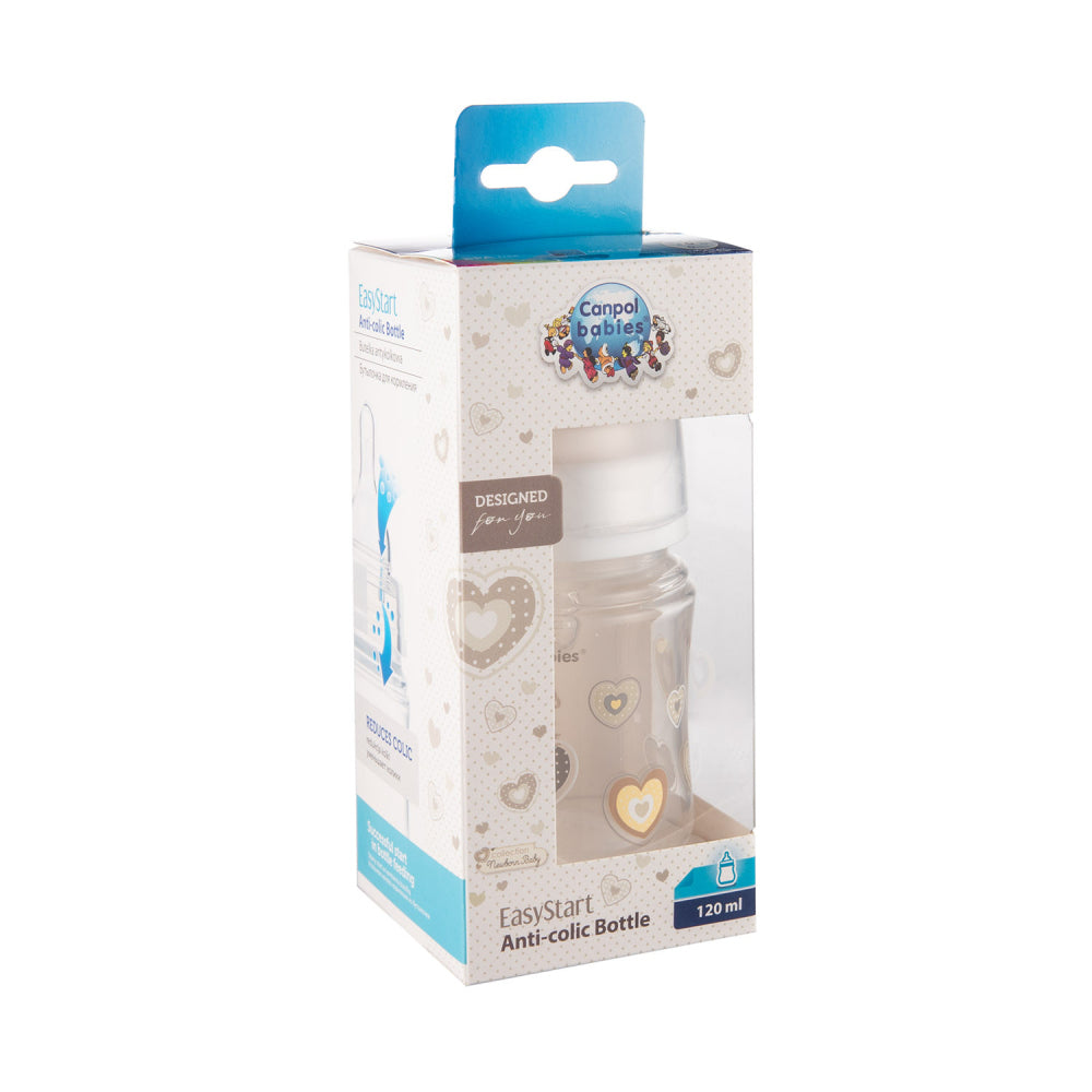 Canpol babies EasyStart anti-kólikás cumisüveg NEWBORN BABY 120ml bézs