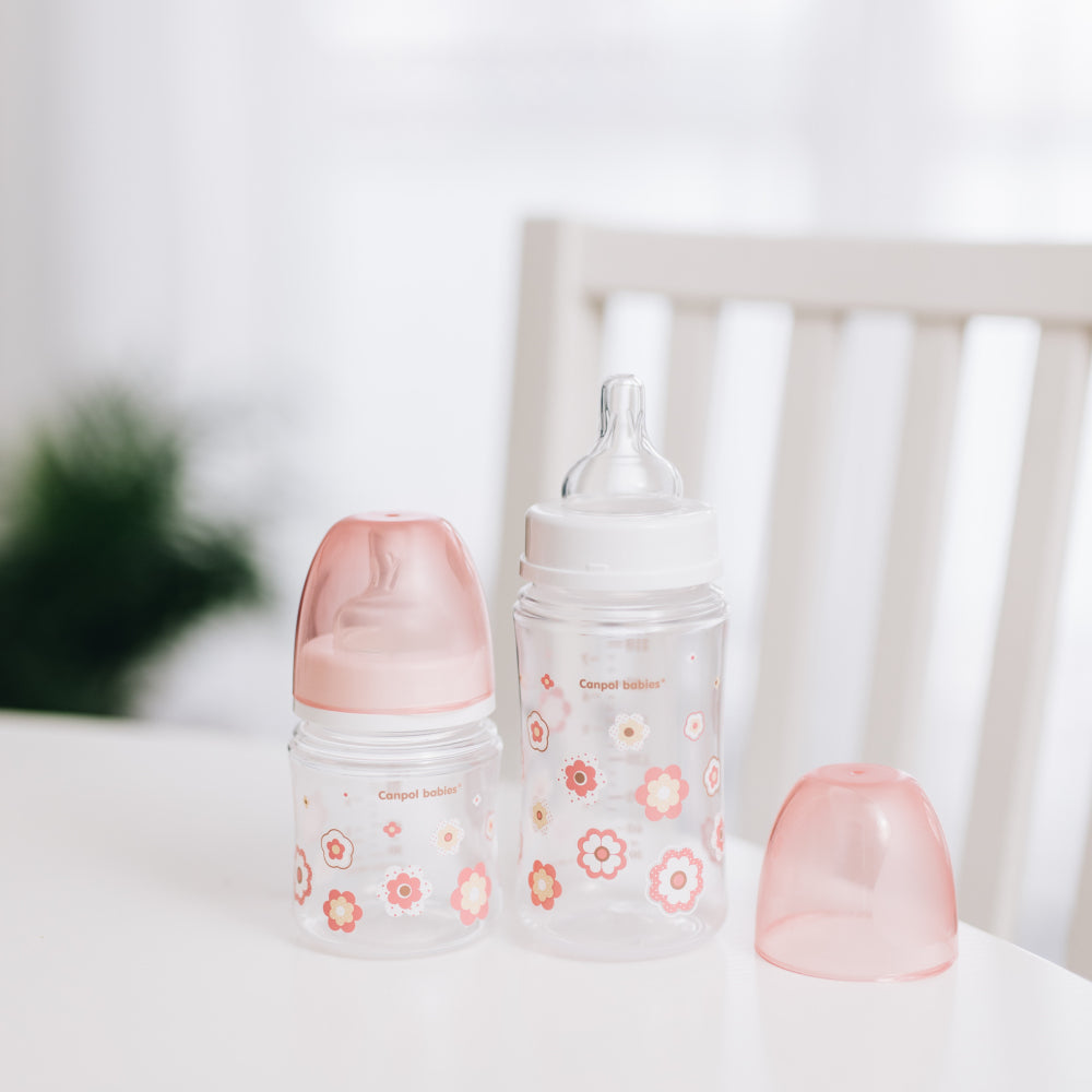 Canpol babies EasyStart anti-kólikás cumisüveg NEWBORN BABY 120ml rózsaszín