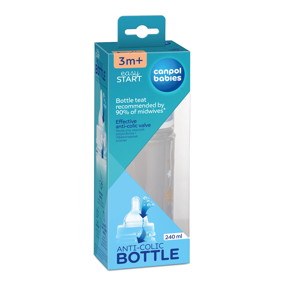 Canpol babies EasyStart anti-kólikás cumisüveg NEWBORN BABY 240ml kék