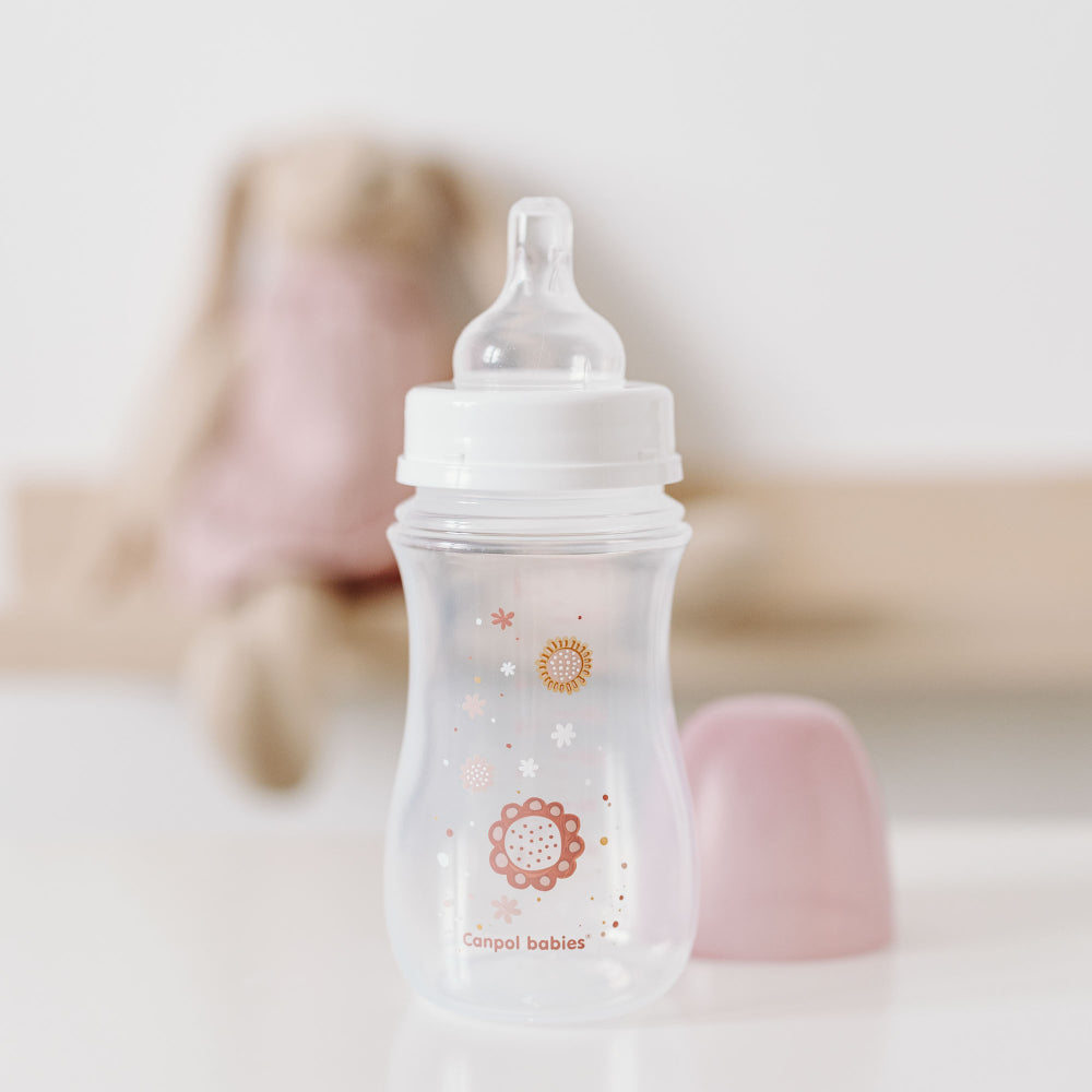 Canpol babies EasyStart anti-kólikás cumisüveg NEWBORN BABY 240ml pink