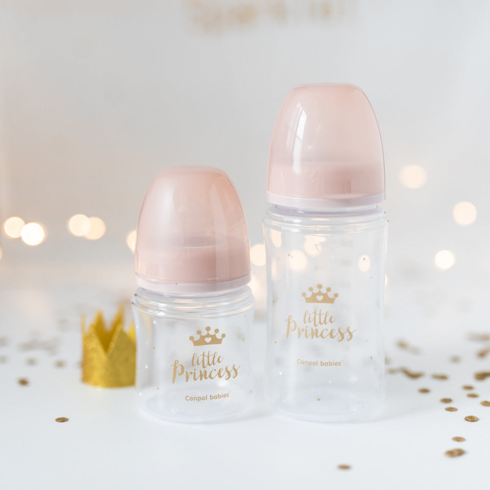 Canpol babies EasyStart anti-kólikás cumisüveg ROYAL BABY 120ml pink