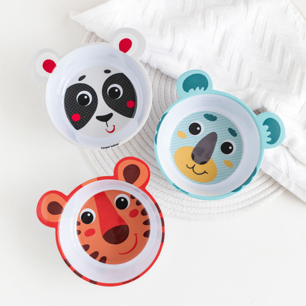 Canpol babies Melamin csúszásmentes tál 490ml HELLO LITTLE bézs