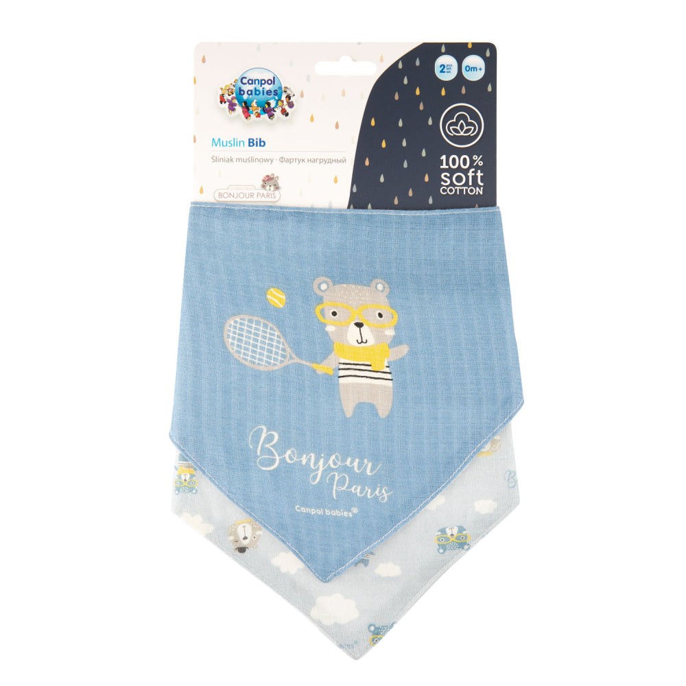 Canpol babies Muszlin előke BONJOUR PARIS 2db kék