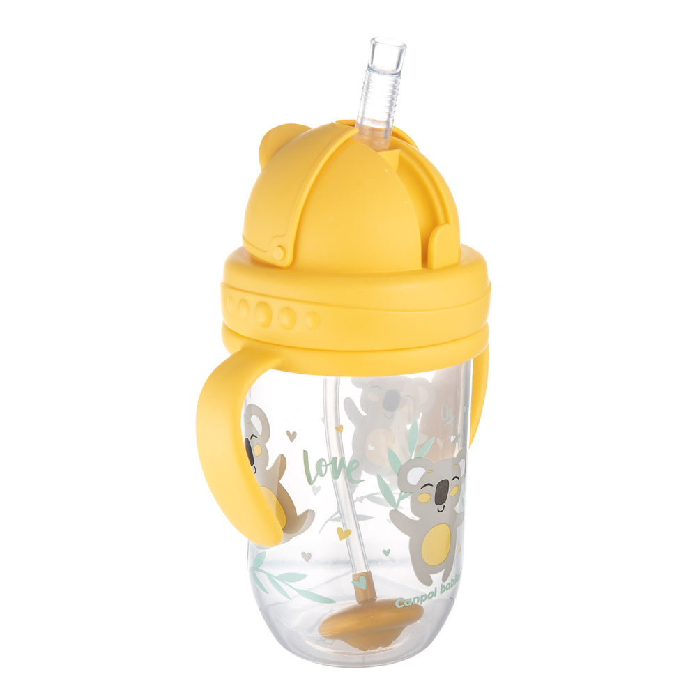 Canpol babies Súlyozott szívószálas itatópohár EXOTIC ANIMALS 270ml sárga