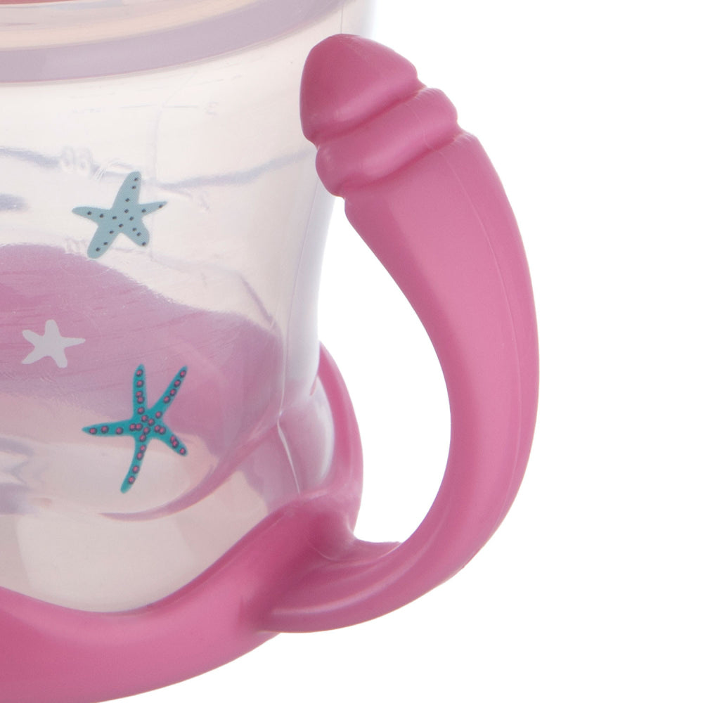 Canpol babies Csöpögésmentes itatópohár szilikon ivócsőrrel LOVE&SEA 180ml rózsaszín