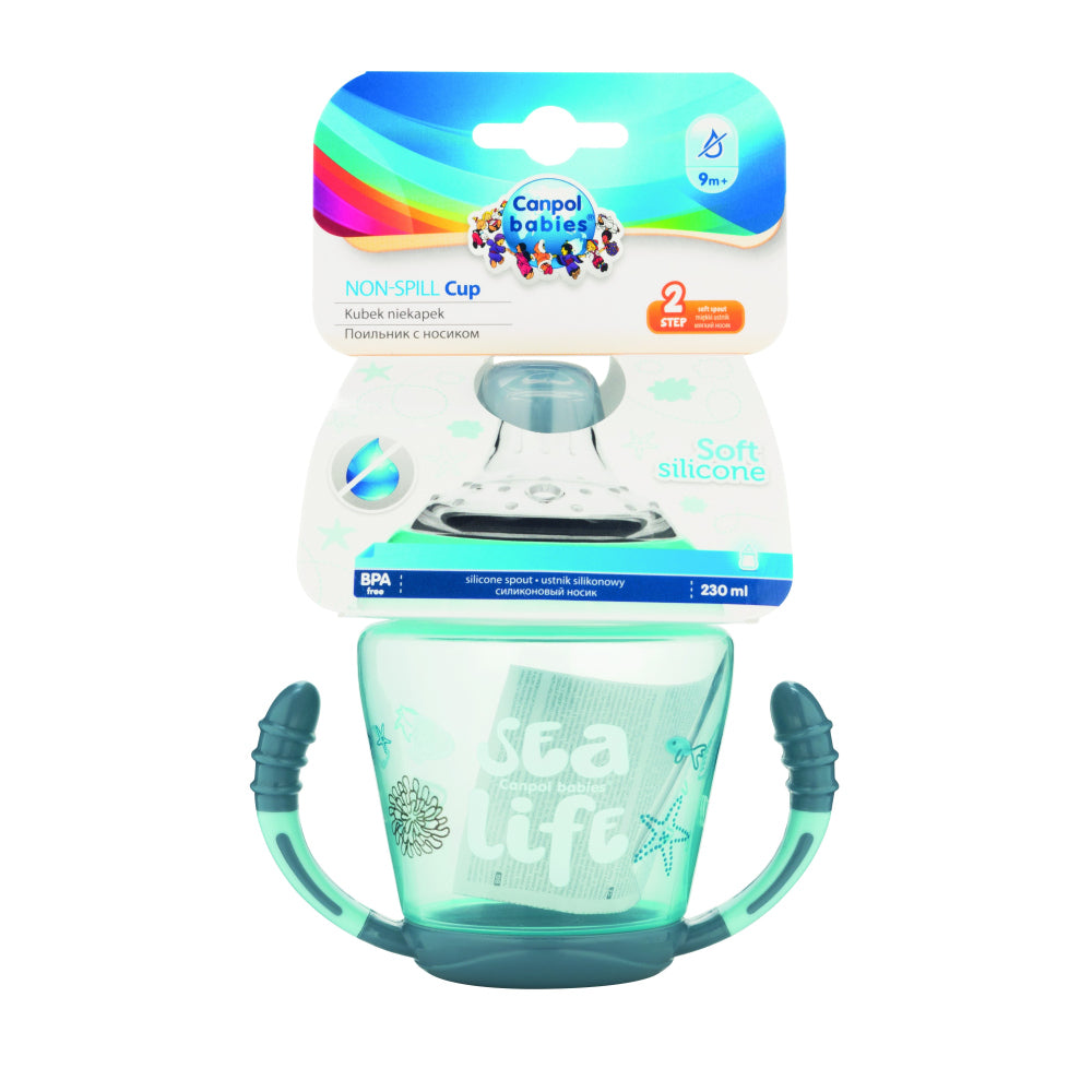 Canpol babies Csöpögésmentes itatópohár szilikon ivócsőrrel SEA LIFE 230ml szürke