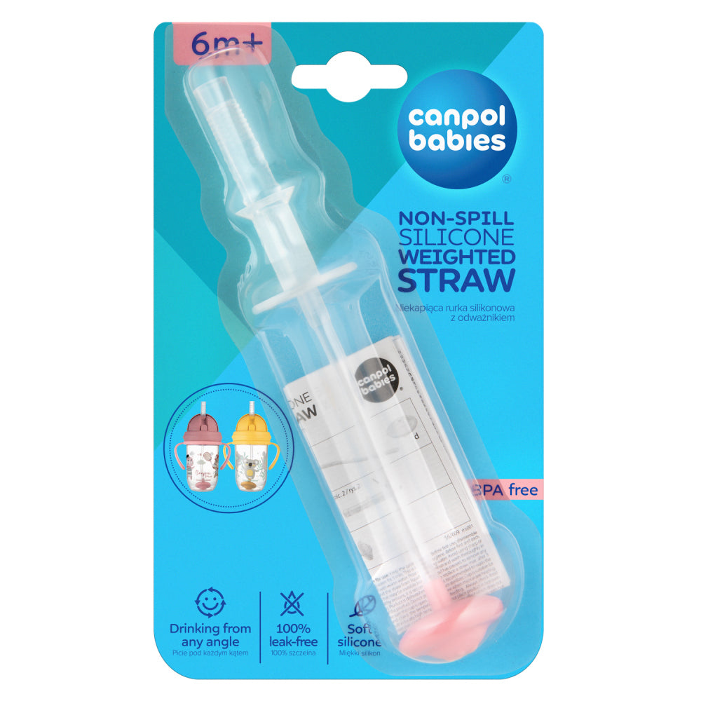 Canpol babies Pót súlyozott szívószál 56/606 és 56/607 poharakhoz 1db rózsaszín
