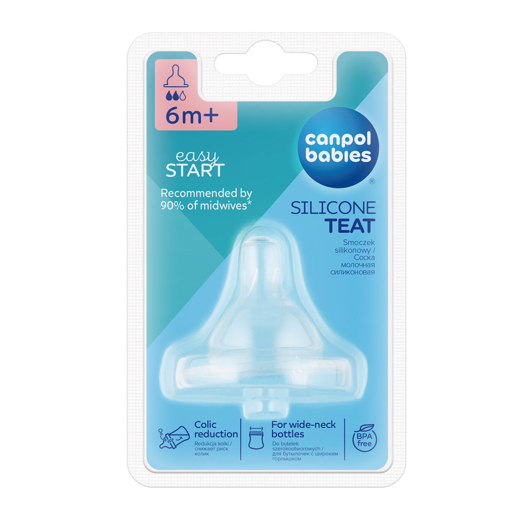 Canpol babies EasyStart szilkon etetőcumi gömbölyű széles nyakú 6hó+ 1db közepes