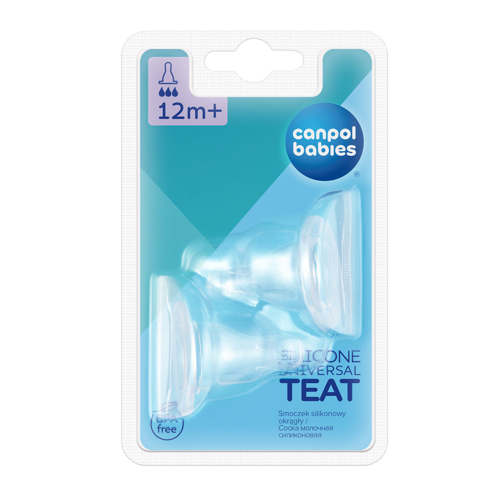 Canpol babies Szilikon etetőcumi gömbölyű keskeny nyakú 12hó+ 2db gyors