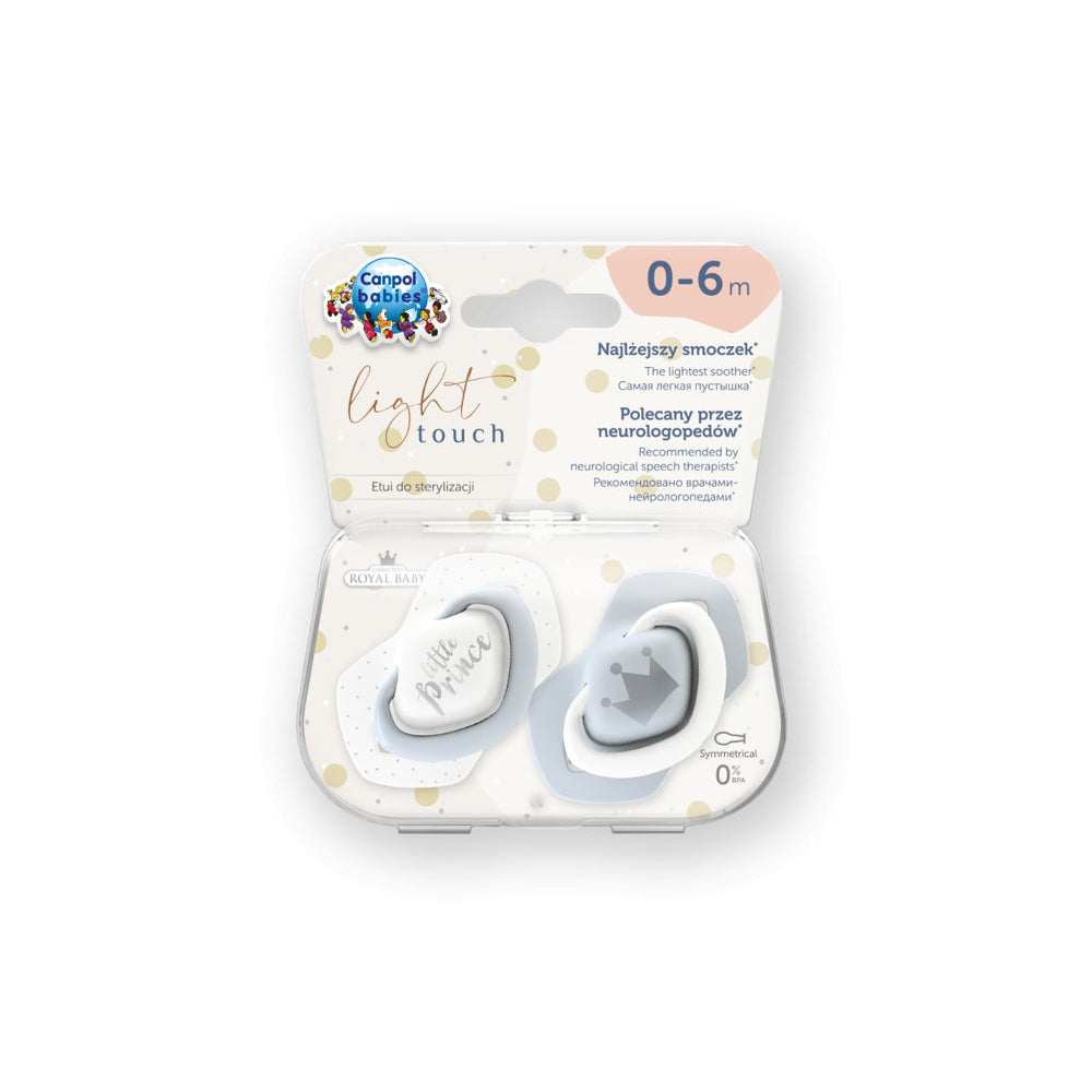 Canpol babies Szilikon szimmetrikus cumi Light touch ROYAL BABY 0-6hó 2db kék