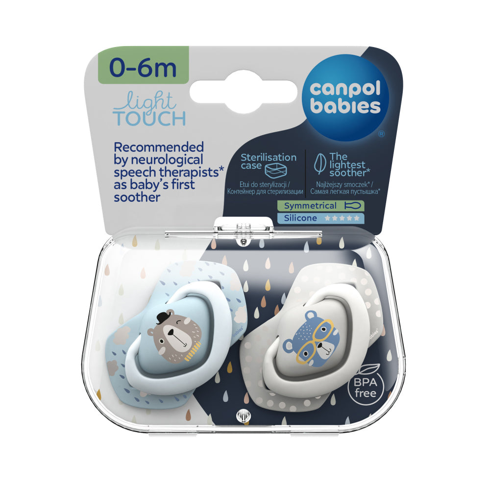 Canpol babies Szilikon szimmetrikus cumi Light touch BONJOUR PARIS 0-6hó 2db kék