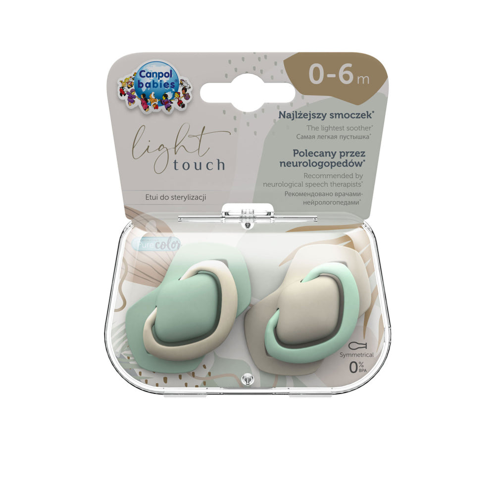 Canpol babies Szilikon szimmetrikus cumi Light touch 0-6hó PURE COLOR 2db zöld