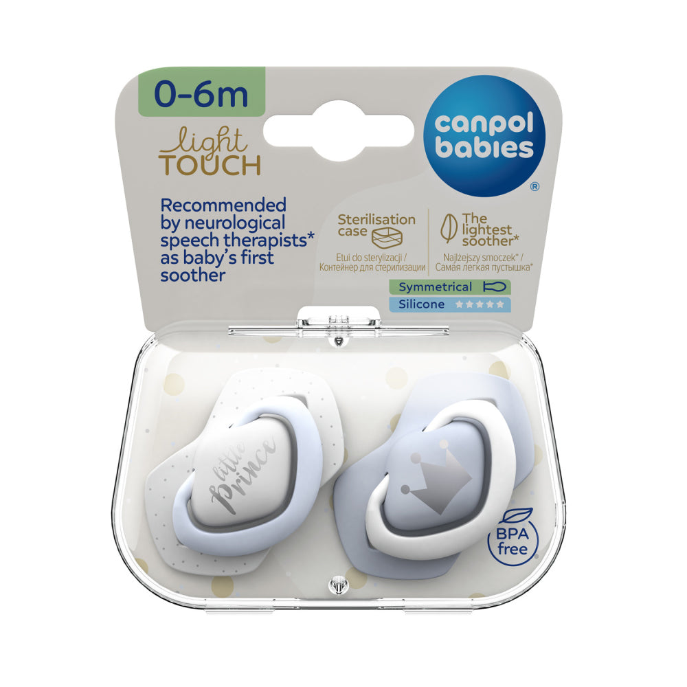 Canpol babies Szilikon szimmetrikus cumi Light touch ROYAL BABY 0-6hó 2db kék
