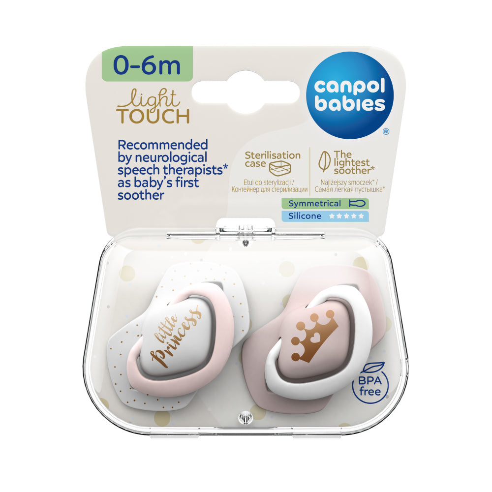 Canpol babies Szilikon szimmetrikus cumi ROYAL BABY Light touch 0-6hó 2db rózsaszín