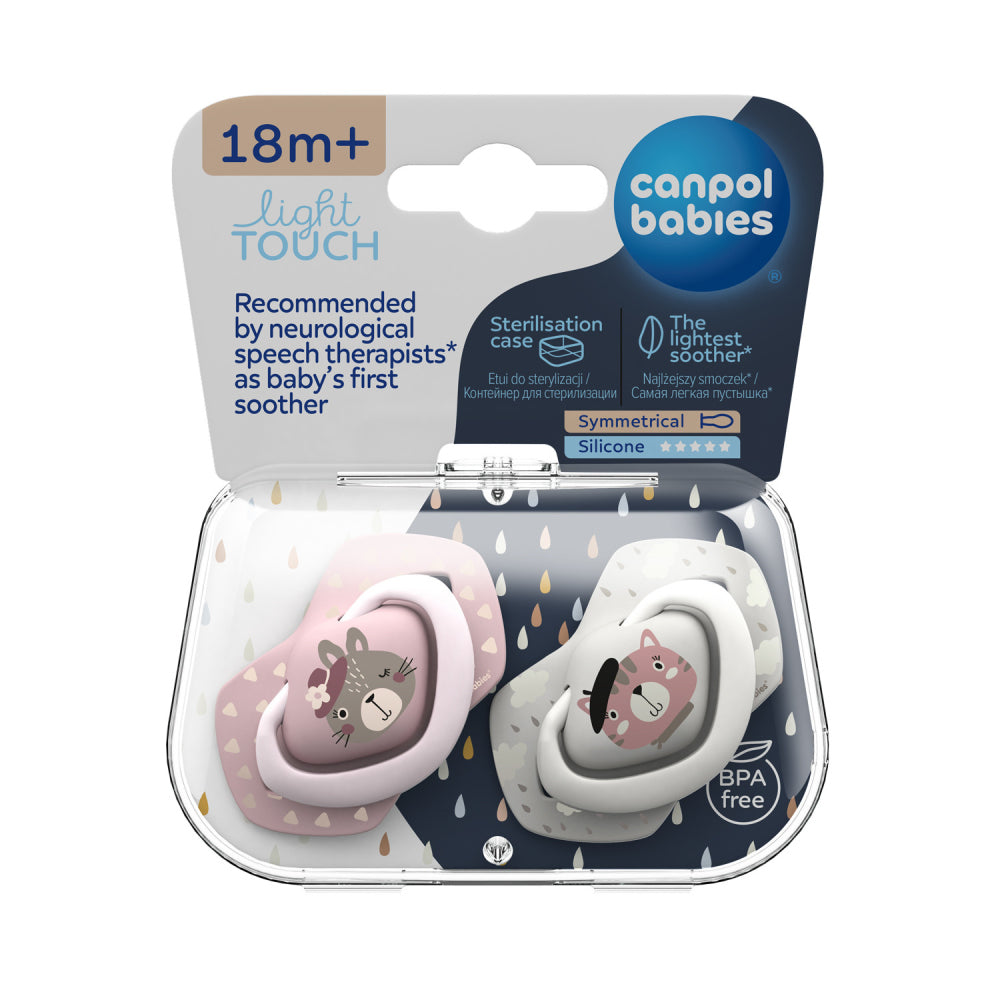 Canpol babies Szilikon szimmetrikus cumi Light touch BONJOUR PARIS 18hó+ 2db rózsaszín
