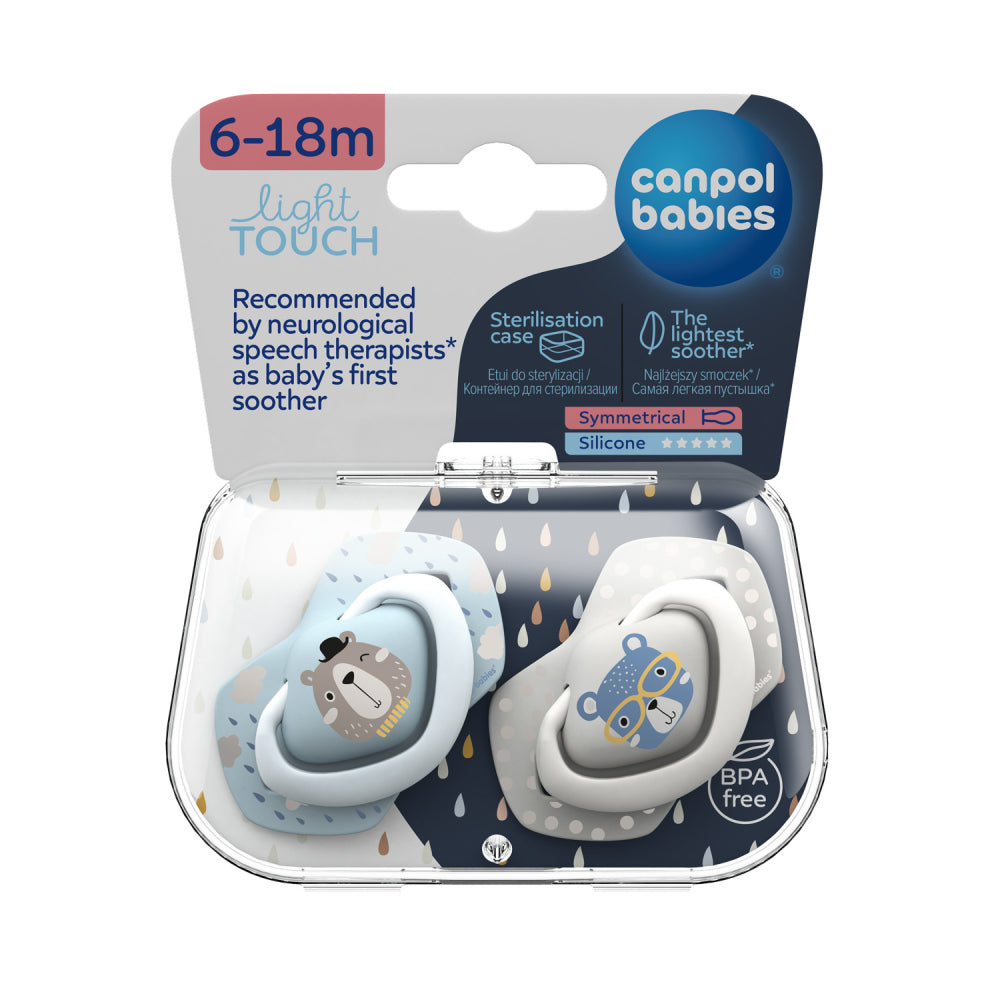 Canpol babies Szilikon szimmetrikus cumi Light touch BONJOUR PARIS 6-18hó 2db kék