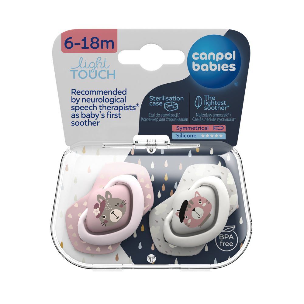 Canpol babies Szilikon szimmetrikus cumi Light touch BONJOUR PARIS 6-18hó 2db rózsaszín