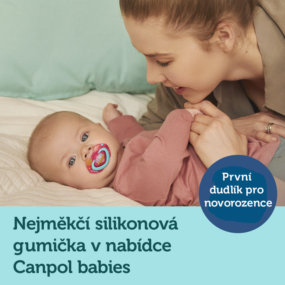 Canpol babies szimmetrikus szilikoncumi-készlet Light touch 6-18m NEON LOVE 2 db