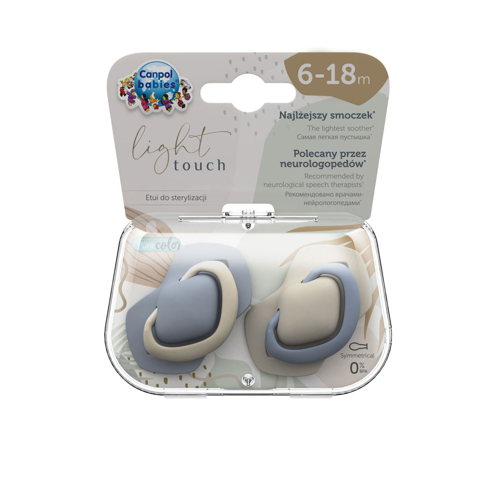 CCanpol babies Szilikon szimmetrikus Light touch 6-18hó PURE COLOR 2 db kék