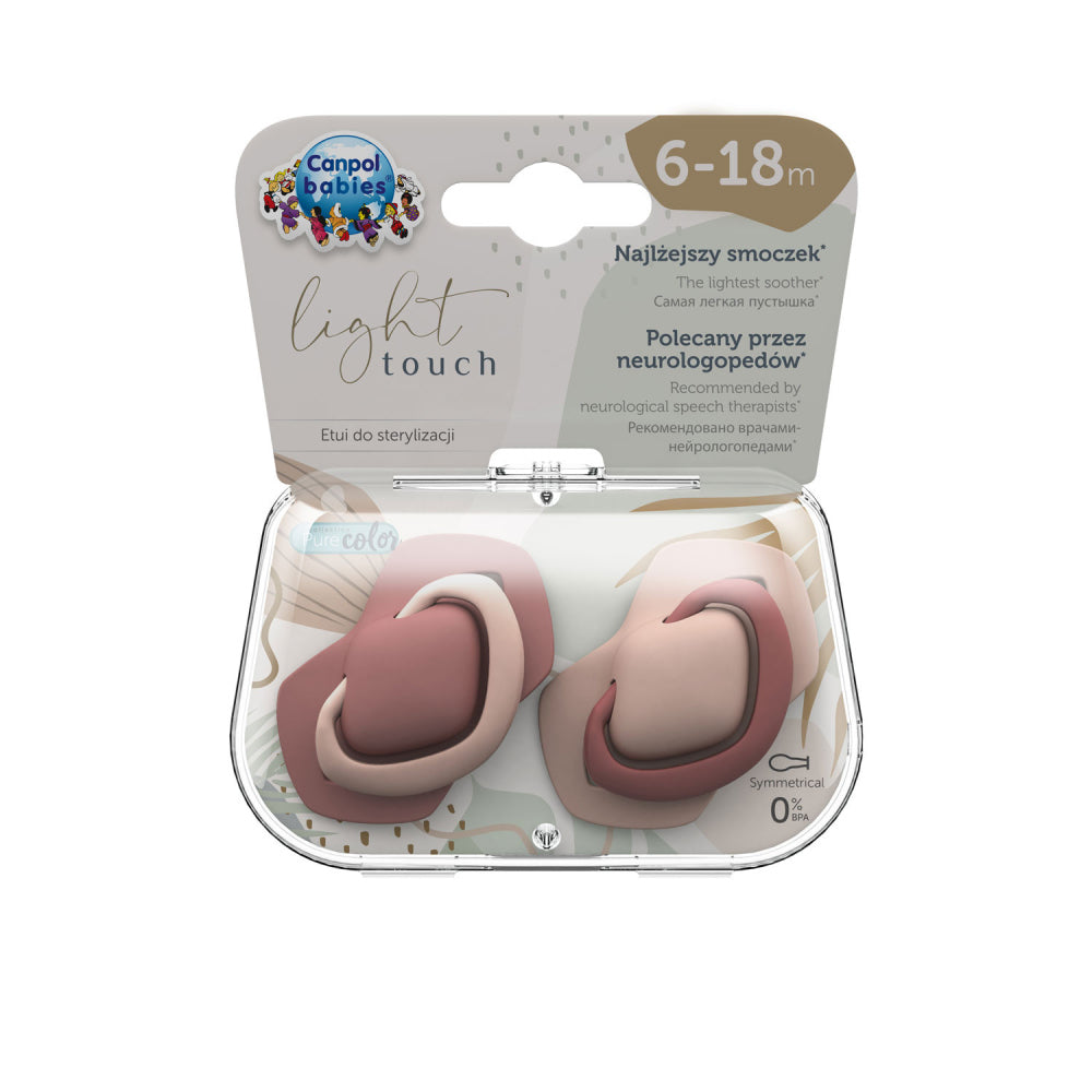 Canpol babies Szilikon szimmetrikus Light touch 6-18hó PURE COLOR 2 db pink