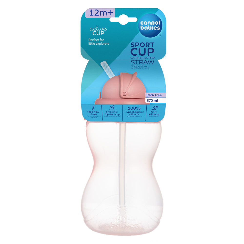 Canpol babies Sport itatópohár szívószállal 370ml rózsaszín