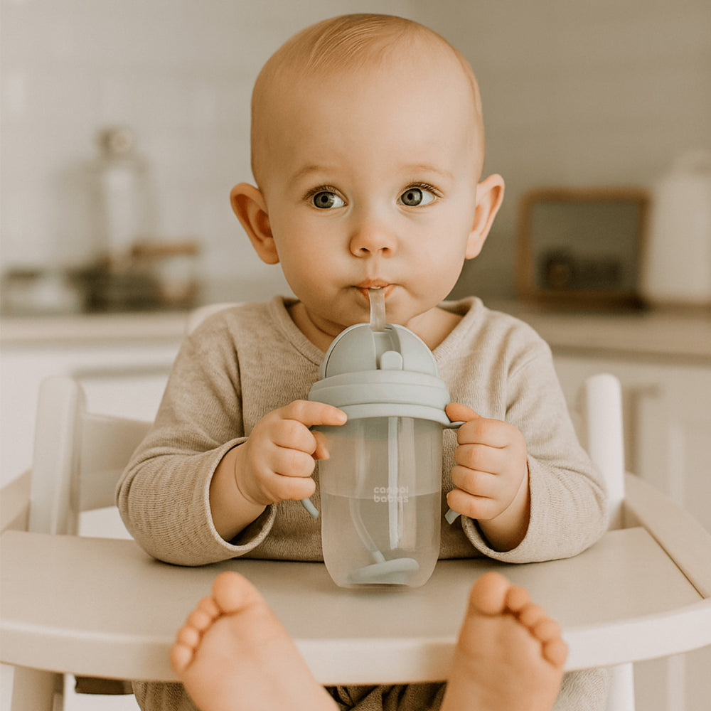 Canpol babies Súlyozott szívószálas itatópohár 270ml krémszín