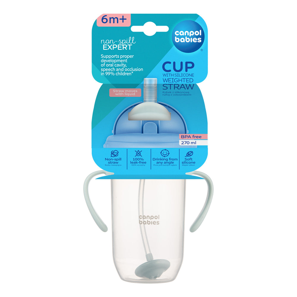 Canpol babies Súlyozott szívószálas itatópohár 270ml menta