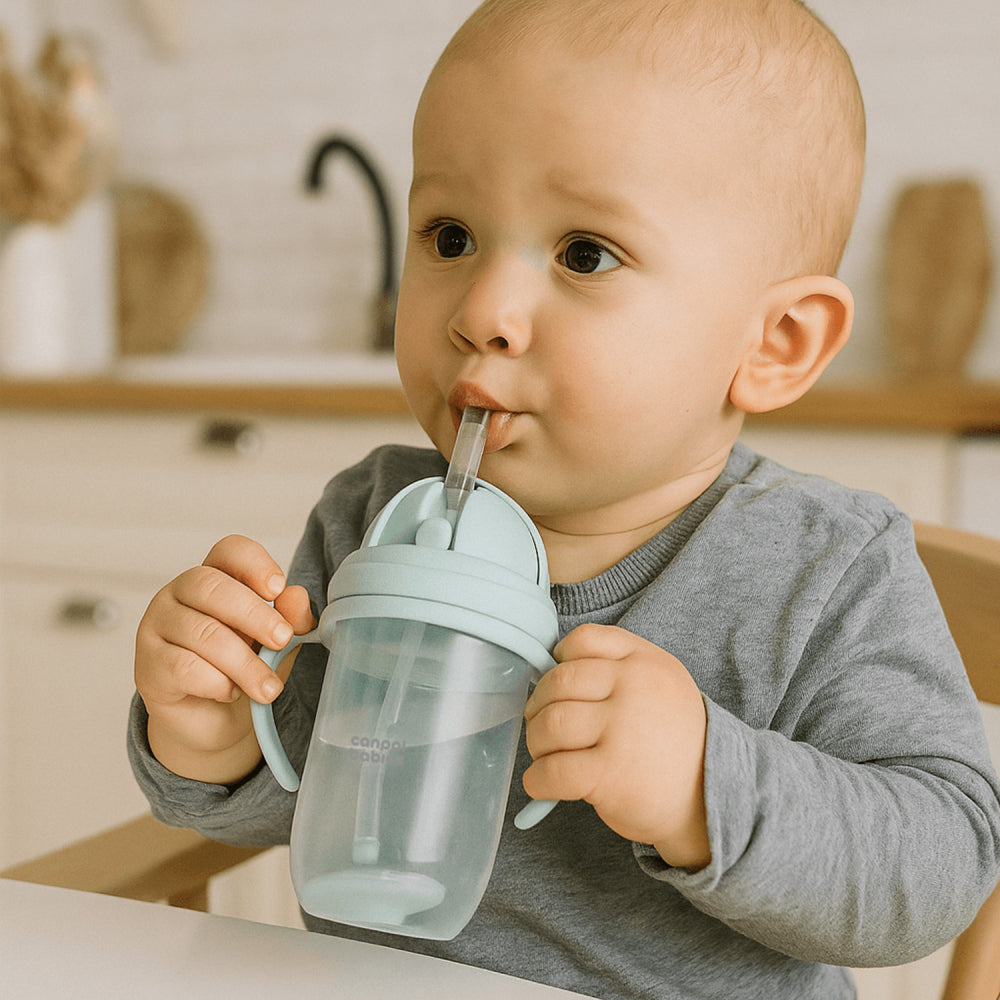 Canpol babies Súlyozott szívószálas itatópohár 270ml menta