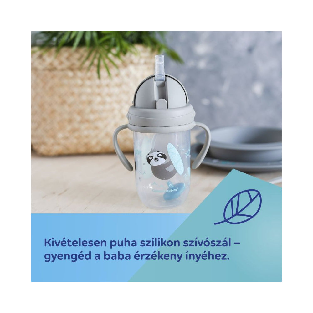 Canpol babies Súlyozott szívószálas itatópohár EXOTIC ANIMALS 270ml sárga