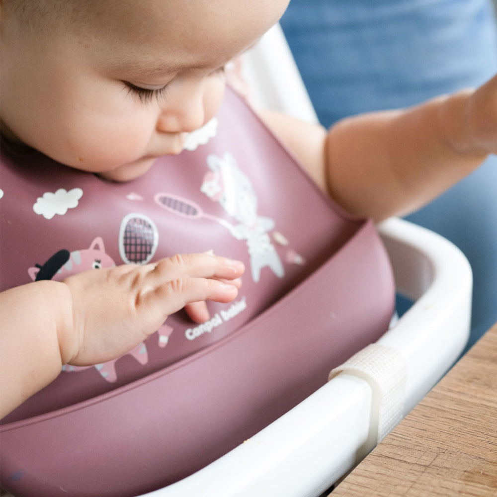 Canpol babies Szilikon előke zsebbel BONJOUR PARIS piros