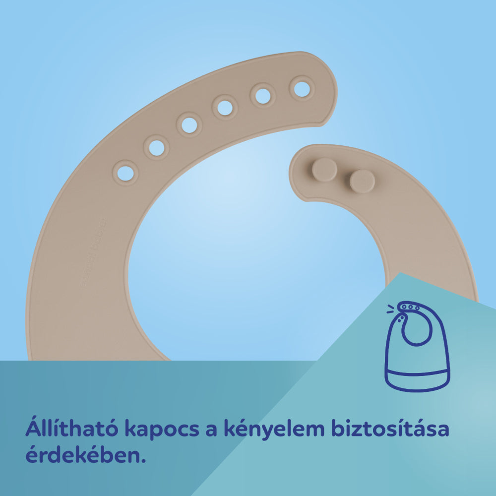 Canpol babies Szilikon előke zsebbel MOUNTAINS krémszín