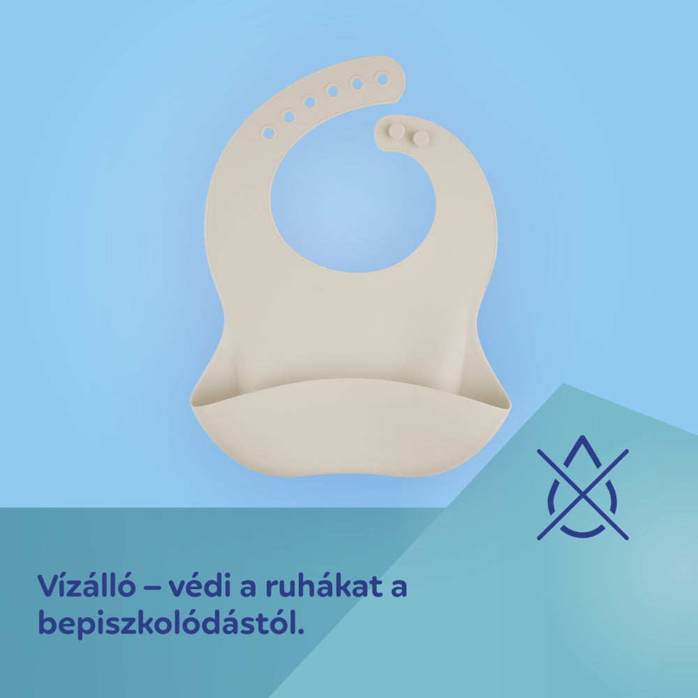 Canpol babies Szilikon előke zsebbel MOUNTAINS krémszín