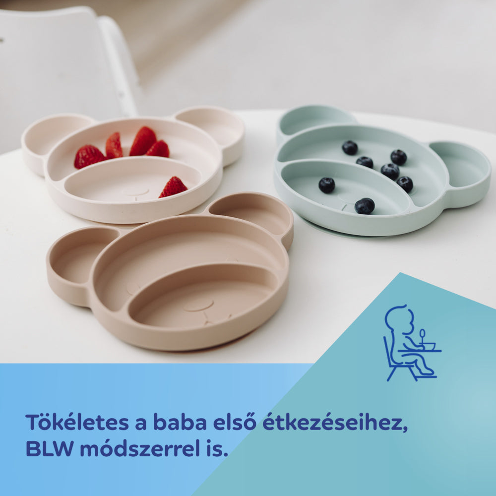Canpol babies Szilikon osztott tányér tapadókoronggal Mackó krémszín