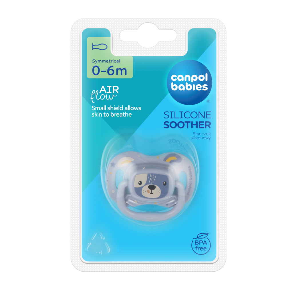 Canpol babies Szilikon szimmetrikus cumi CUTE ANIMALS 0-6hó 1db kék