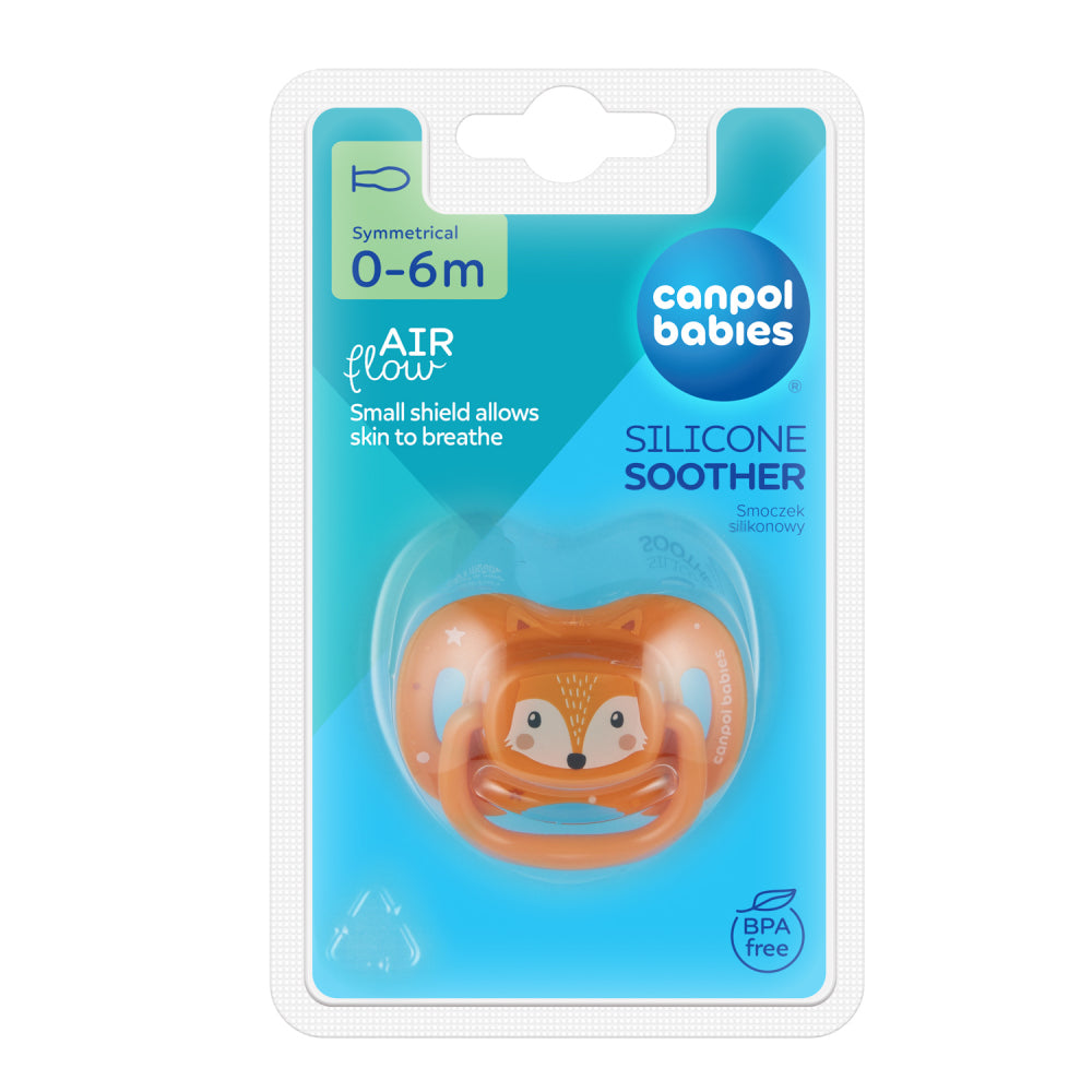 Canpol babies Szilikon szimmetrikus cumi CUTE ANIMALS 0-6hó 1db narancs